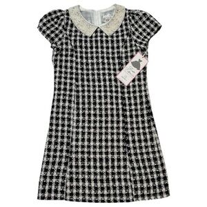 Girls Rare Editions Faux Pearls Collar Boucle Dress. Size 14. New. Short sleeves